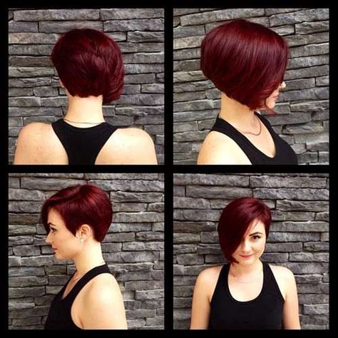 Red Violet Hair Color, Red Violet Hair, Bob Haircut For Girls, Violet Hair Colors, Asymmetrical Bob Haircuts, Violet Hair, Penteado Cabelo Curto, Haircut And Color, Cute Hairstyles For Short Hair