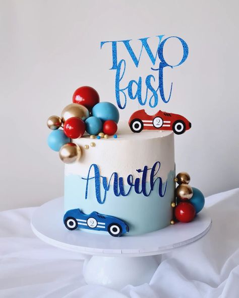 Racing into year 2 in style! Happy 2nd birthday to the little speedster🚘🏁 {Twofast} #vintagecarcake #vintagecarracing #vintageracecar #racecarcake #twofast #twofastbirthday #toddlerbirthday #vintagecarcake #vroomvroomchallenge #birthdayracers #yarraville #maidstone #footscray #westfootscray #maribrynong #kingsville #seddon #tottenham #pointcookmums #pointcookcakes #pointcook #sanctuarylakes Race Car 2nd Birthday Cake, Five Birthday Cake, Fifth Birthday Cake, Race Car Cake, Racer Car, Race Car Cakes, Fast Five, 2 Birthday Cake, Car Cake