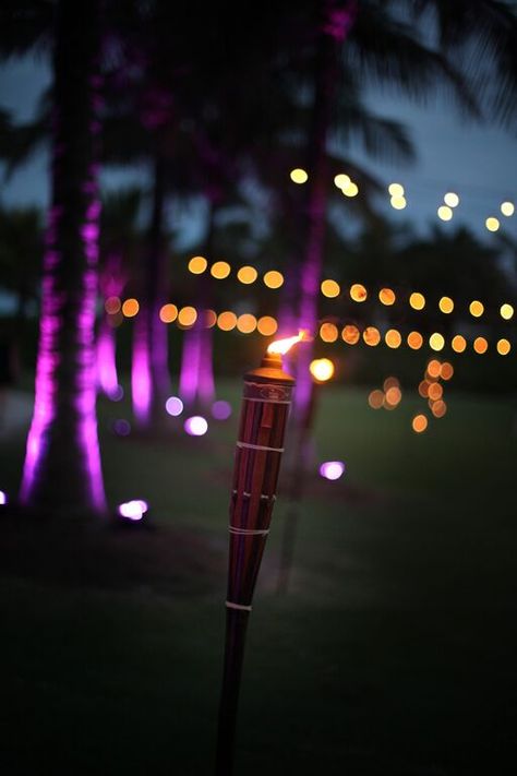 Tiki Torches Outdoor Wedding  Photo Credit to: @Impressions Photography Beach Wedding @South Seas Island Resort Designed & Planned by Kelly McWilliams Celebrations, Weddings & Parties Resort Design Plan, Dreamscape Architecture, Wedding Lighting, Outdoor Wedding Photos, Party Flags, Resort Design, Beach Night, Tiki Torches, Party Fits