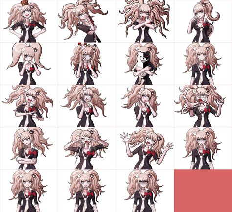 Junko Pose Reference, Danganronpa Sprites, Enoshima Junko, Lyric Drawings, Danganronpa Junko, Junko Enoshima, Video Game Sprites, Goodbye Despair, Game Sprites