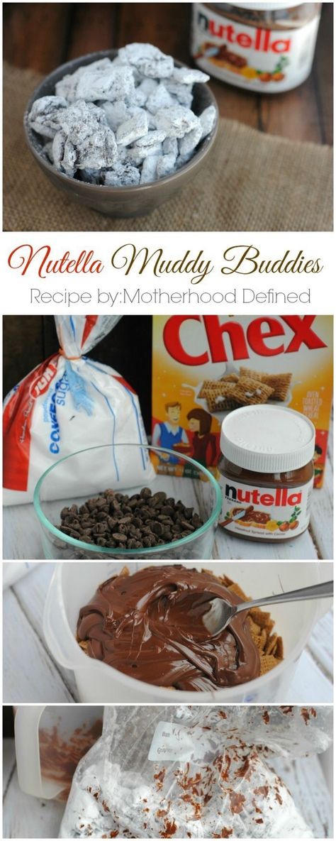 Puppy Chow Chex Mix Recipe, Nutella Recipes Easy, Muddy Buddies Recipe, Puppy Chow Recipes, Nutella Brownies, Chex Mix Recipes, Muddy Buddies, Nutella Recipes, Puppy Chow