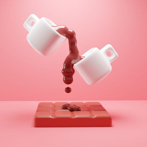 Cup of coffee with chocolate Blender Projects, 3d Blender, Pink 3d, Cup Of Coffee, Coffee Cups, Coffee Mug, Mug, Coffee, Pink