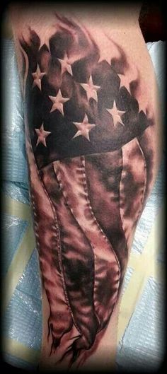 distressed american flag black and grey tattoo American Flag Sleeve Tattoo, Flag Tattoos, Patriotic Tattoos, Army Tattoos, Armor Tattoo, Mark Tattoo, Military Tattoos, Flag Tattoo, Sweet Tattoos