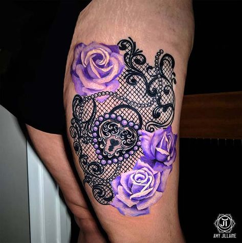 Lace Rose Tattoos, Hip Tattoos For Women, Lace Thigh Tattoos, Pelvic Tattoos, Lace Tattoo Design, Hip Tattoos, Feather Tattoo Design, Stylish Tattoo, Hip Tattoos Women