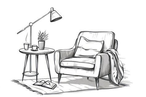 Furniture furniture drawing sketch. | free image by rawpixel.com Sofa Drawing Sketch, Armchair Drawing, Sofa Sketch, Bed Sketch, Furniture Drawing, Sofa Drawing, Drawing Furniture, Sketch Free, Plant Book