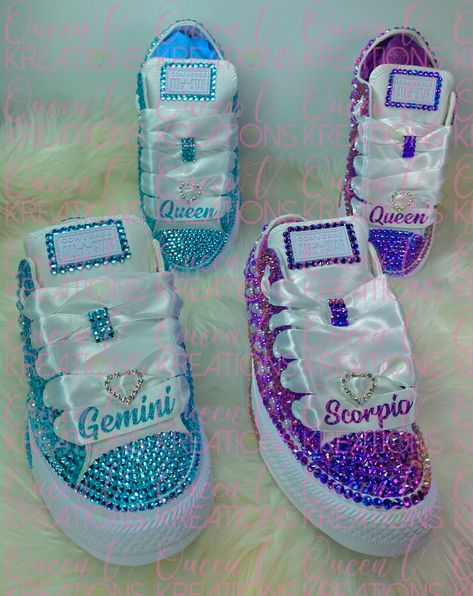 Bling Sneakers Outfit, Sneaker Ball Shoes, Rhinestone Converse, Bedazzled Shoes Diy, Gift Balloon, Bling Sneakers, Bedazzled Shoes, Bridal Sneakers, Bling Converse