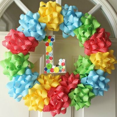 9 Party-Ready Birthday Wreaths You Can Make. would be cute for baby shower just change color of bows for gender, Birthday Wreath Diy, Backyard Birthday Parties, Birthday Wreath, Backyard Birthday, Mickey Mouse Party, Wreath Bow, 9th Birthday, Birthday Boy, Diy Birthday