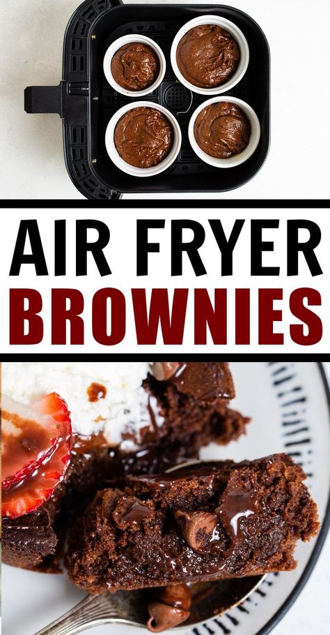 Making air fryer brownies is easy and takes half the time as baking in the conventional oven. We've adapted our favorite fudge brownie recipe so you can make them in the air fryer! #airfryerbrownies #airfryerdesserts #airfryerrecipes #dessertrecipes #brownierecipes #amandascookin Air Fryer Brownies, Air Fryer Cake, Air Fryer Cake Recipes, Air Fryer Recipes Dessert, Fudge Brownie Recipe, Breakfast Recipies, Airfryer Recipes, Air Fryer Oven Recipes, Air Fry Recipes