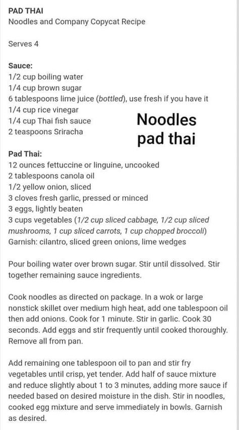 Pad Thai Recipe Noodles And Company, Noodles And Company Pad Thai Recipe, Noodles And Company Recipes, Pad Thia, Thai Recipes Noodles, Easy Fast Dinner Recipes, Shrimp Pad Thai, Noodles And Company, Pad Thai Sauce