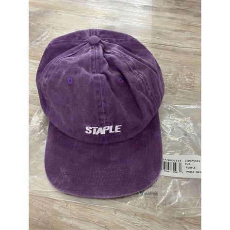 Staple Purple Adjustable Baseball Hat Msrp: $34 Purple Baseball Cap, Pigeon Logo, Snap Back Hats, Mens Cuff, Embroidered Bird, Cap Mens, Panel Hat, Strapback Hats, Snap Back