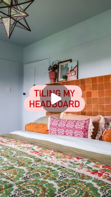 Hayley Stuart - DIY & INTERIORS on Instagram: "{ad} DIY tiled headboard using Moroccan Amber Zellige tiles from @ottotiles. I saw these tiles in so many places during my trip to Marrakech and knew I had to incorporate them in to my home. @ottotiles stock these gorgeous zellige tiles in loads of colours but this one really stood out to me. I love the fact that they are individually handmade, so no 2 are exactly the same. The colour variation is just beautiful too. I also think it’s important to say, I already had a tiled headboard, so the surround was made a few years ago, just using a baton frame and MDF. Tiling on to MDF is absolutely fine for a headboard as it’s in a room with no moisture, the MDF must always be primed beforehand as well. I used instant grab glue to attach the tiles beca Tiled Headboard, Tile Headboard, Headboard Tiles, Zellige Tiles, Diy Tile, Zellige Tile, Diy Interior, My Trip, Marrakech