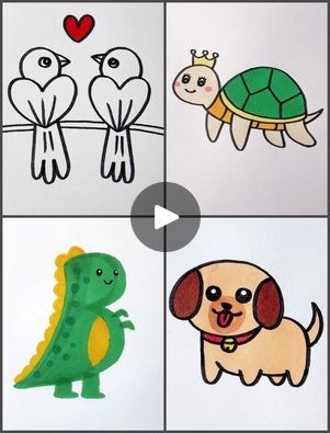 Animal Drawings Tutorial, Animal Drawings For Kids, Draw Tiger, Animal Drawing Ideas, Cute Easy Animal Drawings, Easy Animal Drawings, Easy Animals, Drawing Tutorials For Kids, Easy Drawings For Kids