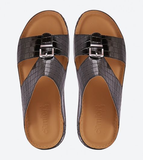 Buckle Pin Closure Crocodile Pattern Arabic Sandals - Black Arabic Sandals, Guess Clothing, Beverly Hills Polo Club, Nike Accessories, Crocodile Pattern, Sports Shops, Dune London, Sandals Brands, Sandals Black