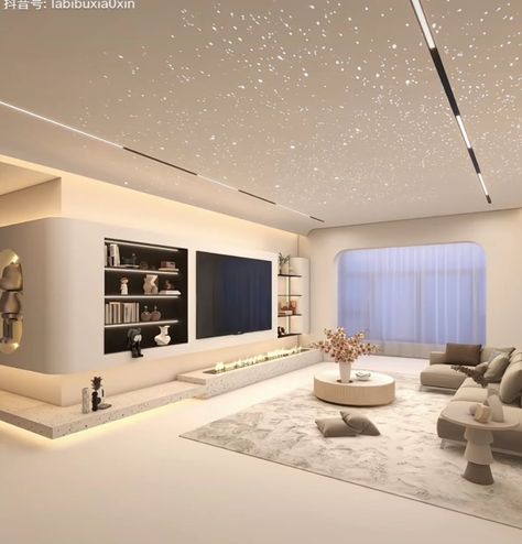 Tv Fireplace Wall, Korean Bedroom, Tv Fireplace, Nice Room, Star Ceiling, Fireplace Tv Wall, Contemporary Hotel, Kitchens Design, Dream Kitchens Design