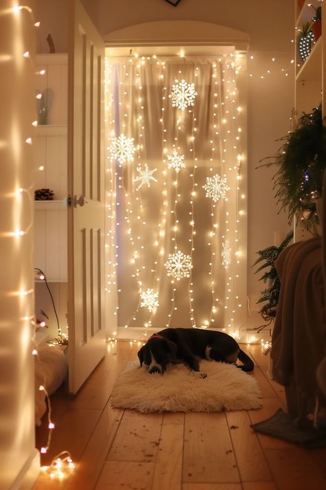 Christmas Lights In Apartment, Christmas Apartment Door Decor, Small Flat Christmas Decor, Christmas Studio Apartment, Christmas Tree Small Space, Christmas Decor Ideas Outdoor Apartment, Christmas Decor Apartment Small Spaces, Studio Apartment Christmas Decor, Cozy Christmas Apartment