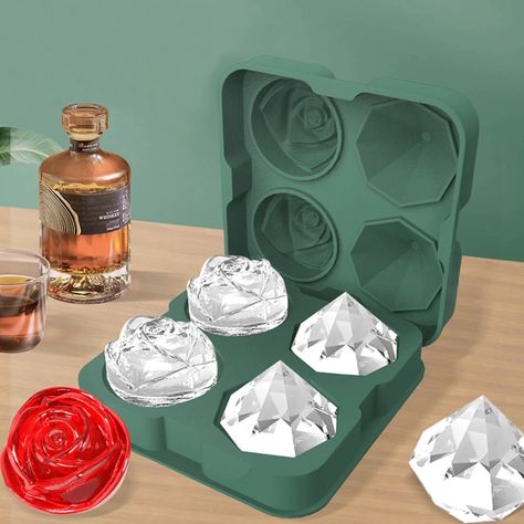 Rose Diamond Shape Ice Cube Mold Whisky Wine Cool Down Ice Maker Reusable Ice Cubes Tray Mold for Freezer with Lid| | - AliExpress Ice Cube Tray Molds, Ice Ball Maker, Rose Diamond, Ice Cube Maker, Ice Ball, Diamond Ice, Ice Cube Molds, Ice Molds, Ice Maker