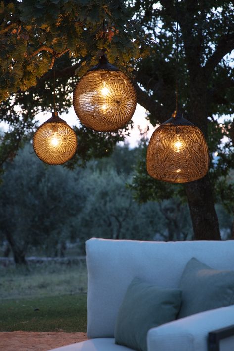 Rooftop Lighting, Garden Lighting Ideas, Garden Lighting Design, Solar Powered Outdoor Lights, Outdoor Lighting Ideas, Pendant Lamp Design, Drop Lights, Real Homes, Boho Garden