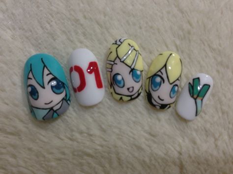 Hatsune Miku nail art by Nakayama Chieko Miku Nails, Anime Nail, Anime Nails, Japanese Pop Culture, Otaku Mode, Tokyo Otaku Mode, Japanese Pop, Beautiful Nail Designs, Anime Figures