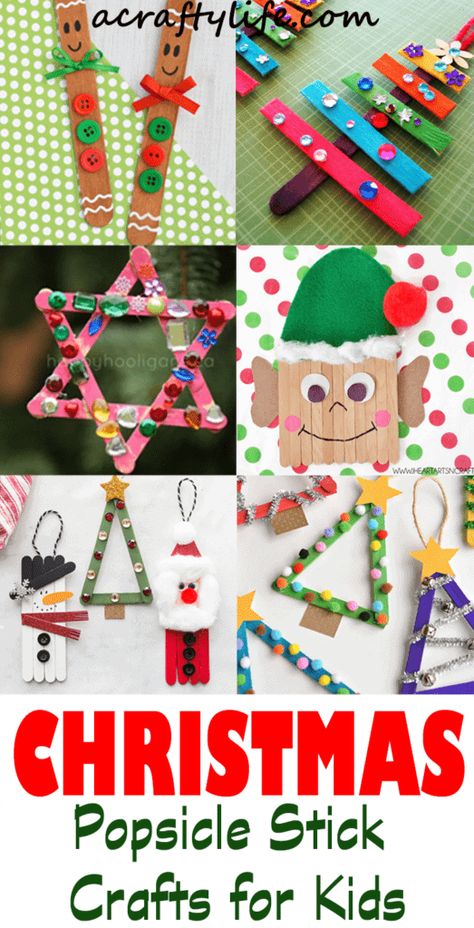 Kindergarten Popsicle Sticks Activities, Christmas Crafts With Popsicle Sticks, Christmas Popsicle Stick Crafts, Hristmas Crafts, Crafts With Popsicle Sticks, Cute Christmas Crafts, Popsicle Craft, Stick Ornaments, Popsicle Stick Christmas Crafts