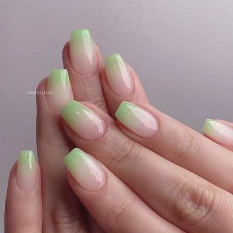 Ombre Green Nails Short, Lime Ombre Nails, Green Rainbow Nails, Green Yellow Ombre Nails, Green Ombre Dip Nails, Green Ombre Nails Short, Green Fade Nails, Green And Pink Ombre Nails, Pink And Green Ombre Nails