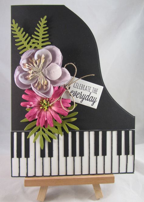 Piano Card - Scrapbook.com Piano Card, Piano Cake, Musical Cards, Music Designs, Beautiful Piano, Snowman Christmas Cards, Simple Cards Handmade, Greeting Card Handmade, Valentines Day Messages