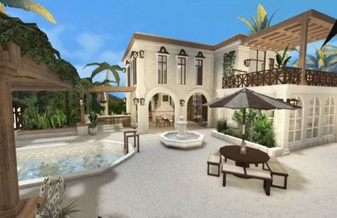 Cute Bloxburg Hotel Ideas, Medditeranean Style Home Bloxburg, Rich House Bloxburg, Bloxburg House Ideas Spanish Villa, Bloxburg House Ideas Italian, Bloxburg Hidden House, Meditterean House Bloxburg, Bloxburg European House, Bloxburg Desert House