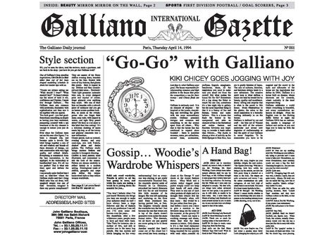 John Galliano Newspaper, Galliano Newspaper, Beauty Mirror, Newspaper Printing, Paper News, Daily Journal, John Galliano, Mood Boards, Newspaper