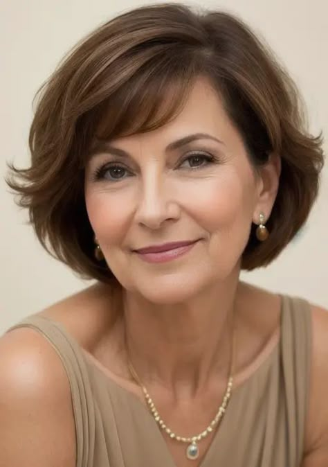 Busy days call for easy hairstyles! Dive into 21 Low-Maintenance Hairstyles for women over 50. Click on the title to find out more. Short Layered Bob Hairstyles Round Face, Hair For 65 Year Old Women, Wash And Go Hairstyles For Women Over 50, Hairstyle For Older Women, Women Over 50 Hairstyles, Hairstyles For Seniors, Middle Aged Woman, Tousled Bob, Short Hair Images