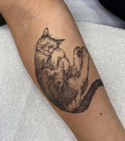 Makenna (@maken.ink) • Instagram photos and videos Artistic Cat Tattoo, Cat Tattoo Stomach, Cat Tattoo Memorial, Cat Memorial Tattoo, Tattoo Memorial, Michigan Tattoos, Patchwork Tattoos, Zelda Tattoo, Tattoos Inspo