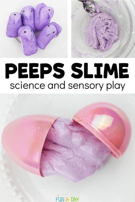 Peeps Slime: What a Fun Candy Science Activity for Spring Preschool Easter Science Activities, Easter Science For Toddlers, Peep Experiment For Kids, April Steam Activities, Peep Stem Activities, Easter Science Activities For Kids, Peep Experiment For Kindergarten, Peep Slime Recipe, Easter Science For Preschool