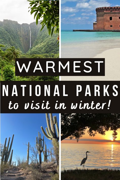 Looking for a warm national parks in winter? Read on for the warmest national parks in winter! From tropical destinations, deserts, plus a few surprising parks! National Parks Road Trip | National Parks With Kids | Warm National Parks In Winter | National Parks Winter Warm | National Parks Winter United States | Winter National Parks Trip | Best Winter National Parks | Warm Weather National Parks | Warmest National Parks In Winter Winter Destinations USA | Winter Travel Destinations Best National Parks In Winter, National Parks With Kids, Road Trip National Parks, National Parks Road Trip, Biscayne National Park, Guadalupe Mountains National Park, Winter Travel Destinations, Mesa Verde National Park, Hot Springs National Park