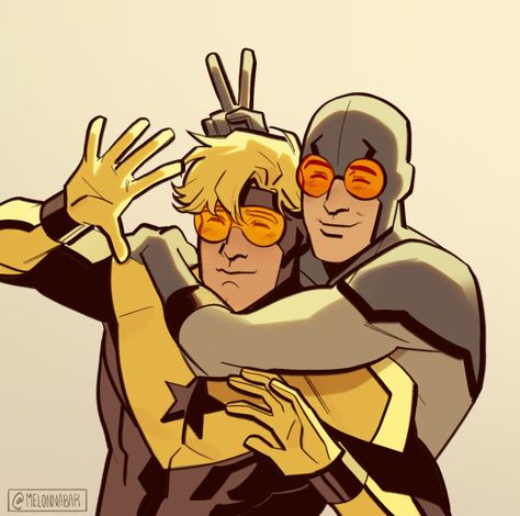 PANEL REDRAW Gold Fanart, Booster Gold And Blue Beetle, Dc Comics Fanart, Dc Cartoon, Dc Ships, Maximum Effort, Justice Society, Batman Arkham Knight, Arkham Knight