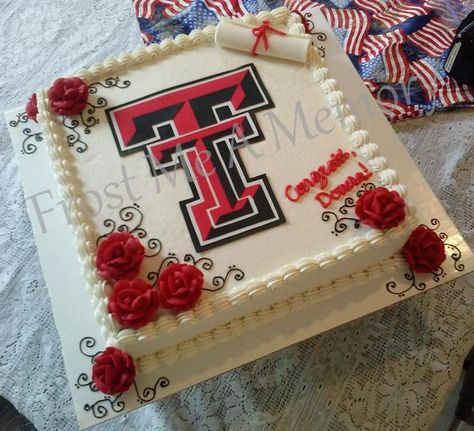 Texas Tech Themed Party, Texas Tech Graduation Party, Texas Tech Cakes Graduation, University Of Texas Cake Ideas, Texas Tech Graduation Cakes, Texas A&m Cake, Texas Tech Cake, Texas A&m Cake Graduation, Graduation Sheet Cakes