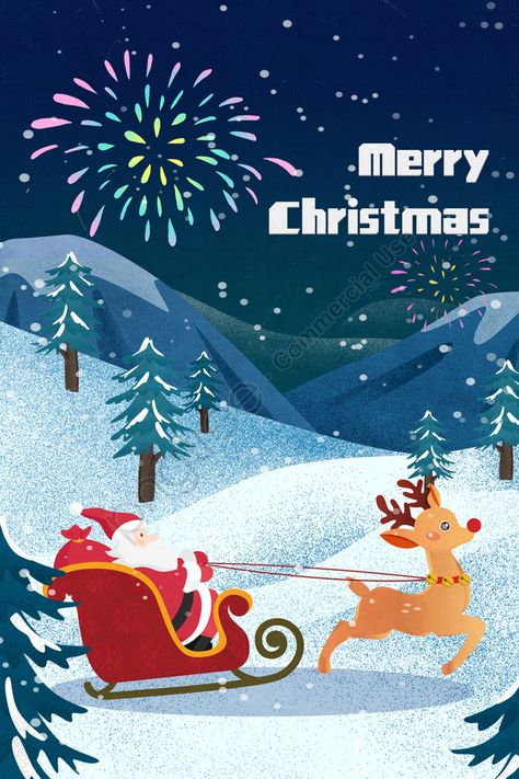 Santa Sleigh Illustration, Sled Illustration, Elk Illustration, Santa Claus Illustration, Santa Illustration, Holiday Characters, Snow Illustration, Christmas Sled, Deer Illustration