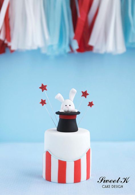 Magic Party Food, Rabbit In A Hat, Magic Decorations, Magician Party, Kids Cake Toppers, Circus Cake, Elephant Cakes, Hat Cake, Magic Party