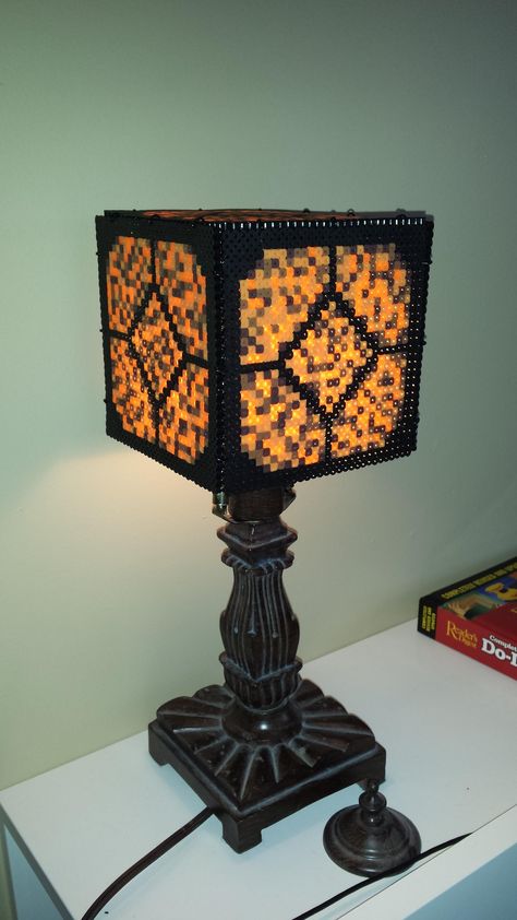 Minecraft Redstone lamp Minecraft Redstone Lamp, Perler Bead Minecraft, Minecraft Perler Beads, Minecraft Lamp, Minecraft Light, Minecraft Wall, Minecraft Redstone, Beaded Lamps, Diy Minecraft