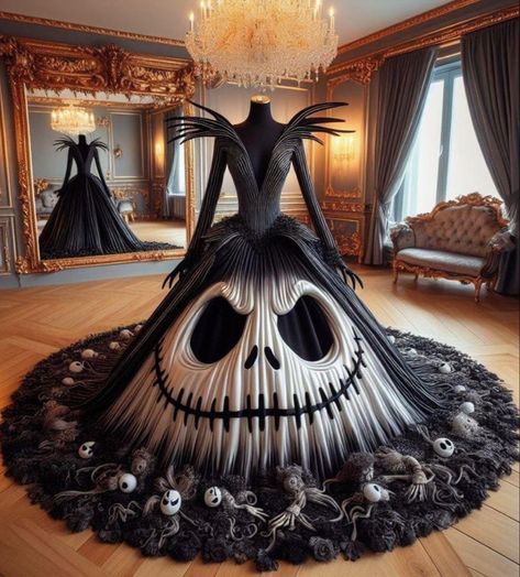 Halloween Quinceanera Dresses, Jack Skellington Dress, Tim Burton Style Outfits, Goth Disney Outfits, Tim Burton Dress, Daring Diva Outfits, Gothic Wedding Ideas, Nightmare Before Christmas Clothing, Nightmare Before Christmas Pictures