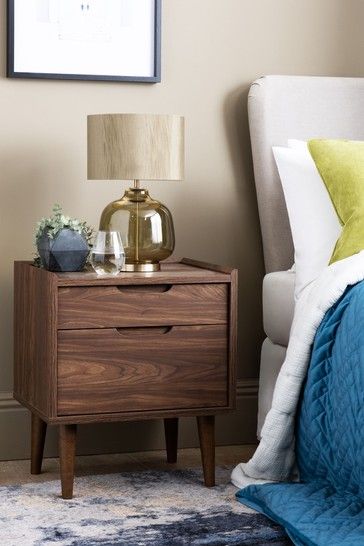 Wood Bedside Table Ideas, Bedside Table Ideas Dark Wood, Brown Bedside Table, Bedside Table Dark Wood, Bedside Table Walnut, Cool Bedside Tables, Dark Wood Bedside Table, Rustic Bedside Table With Drawers, Movable Table