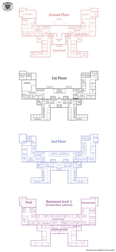 Boarding School Floor Plan, Academy Floor Plan, High School Floor Plans Layout, University Floor Plan, Library Floor Plan, Vampire School, Dark Academia School, School Floor Plan, School Floor