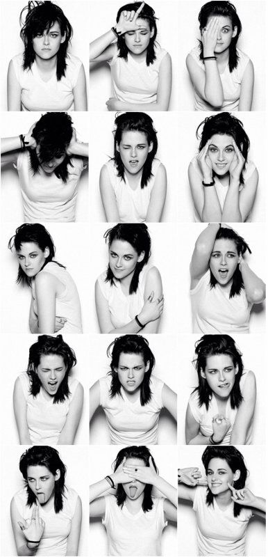 Kristen Stewart Expression Chart, Christine Stewart, Face Pose, Kristin Stewart, 2d Illustration, Female Reference, People Poses, How To Make Bookmarks, Kristen Stewart