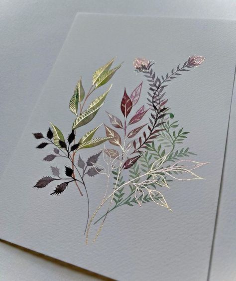 Watercolour Botanical, Draw Painting, Watercolor Paintings Nature, Foil Stickers, Gold Painting, Watercolor Paintings For Beginners, Art Watercolour, Watercolour Inspiration, Water Art