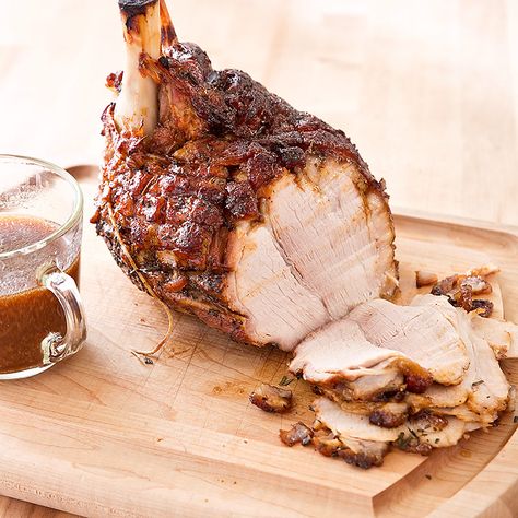 Our Slow-Roasted Fresh Ham recipe will not disappoint. We developed a recipe for moist, succulent meat that boasts a show stopping centerpiece for Easter Dinner. Fresh Ham Recipe, Cook Ham, Ham Shank, Fresh Ham, Hot Cross Bun, Crock Pot Recipes, America's Test Kitchen Recipes, Slow Roast, Ham Recipes