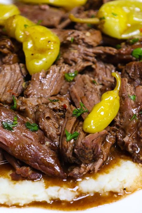 Mississippi Pot Roast Crockpot, Pot Roast Crockpot, Chuck Steak Recipes, Roast Crockpot, Slow Cooker Mississippi Pot Roast, Mississippi Roast Recipe, Beef Chuck Steaks, Chuck Steak, Mississippi Roast