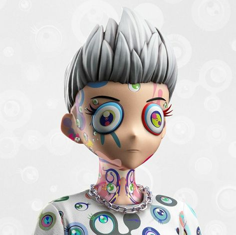 Murakami cloned nft avatar. Looks a bit like me. Clone X Nft, Retro Graphic Design, Happy Cartoon, Dope Cartoon Art, Takashi Murakami, Graphic Design Posters, 3d Design, Cover Photos, Cartoon Art