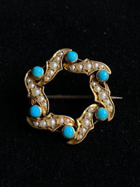 15CT PEARL TURQUOISE BROOCH Turquoise Brooch, Antique Photos, Antique Shops, Turquoise Bracelet, Beautiful Jewelry, Turquoise, Quick Saves