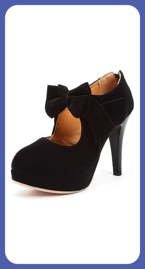 Price:	$17.99 - $29.99 Mostrin Fashion Vintage Womens Small Bowtie Platform Pumps Ladies Sexy High Heeled Shoes Vintage Pumps, Dressy Shoes, Black Platform Heels, Classic Pumps, Platform High Heels, Moda Vintage, Black High Heels, High Heels Stilettos, Fashion Vintage