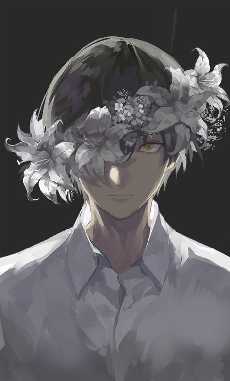 Anime Flower, Flower Boys, Dark Anime, Boy Art, Handsome Anime Guys, Teen Wolf, Pretty Art, Aesthetic Art, Anime Images