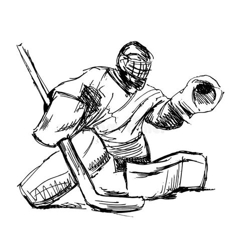 Hockey Drawing, Hockey Tattoo, Field Hockey Goalie, Hockey Shot, Hockey Outfits, Drawings For Boyfriend, Hockey Pictures, Drawing Competition, Drawing Template