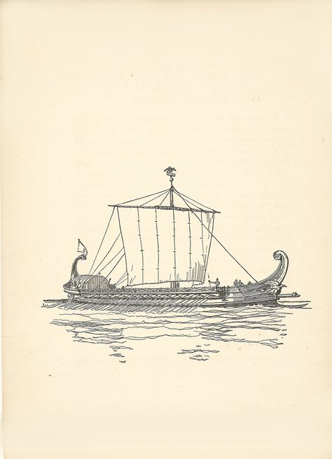 A roman Trireme, 7" x 11" print on paper. From The Book of Old Ships, Drawing by Gordon Grant, 1924 Ships Drawing, Boat Sketch, Pirate Ship Art, Boat Tattoo, History Tattoos, Nerd Games, Small Tats, Boat Drawing, Ship Tattoo