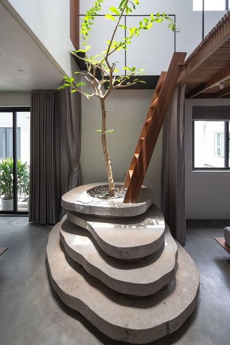 Cascading Water Feature, Plant Vines, Staircase Storage, Top Of The Stairs, Indian Home Design, Courtyard Design, Stairs Design Modern, The Staircase, Terrace Design